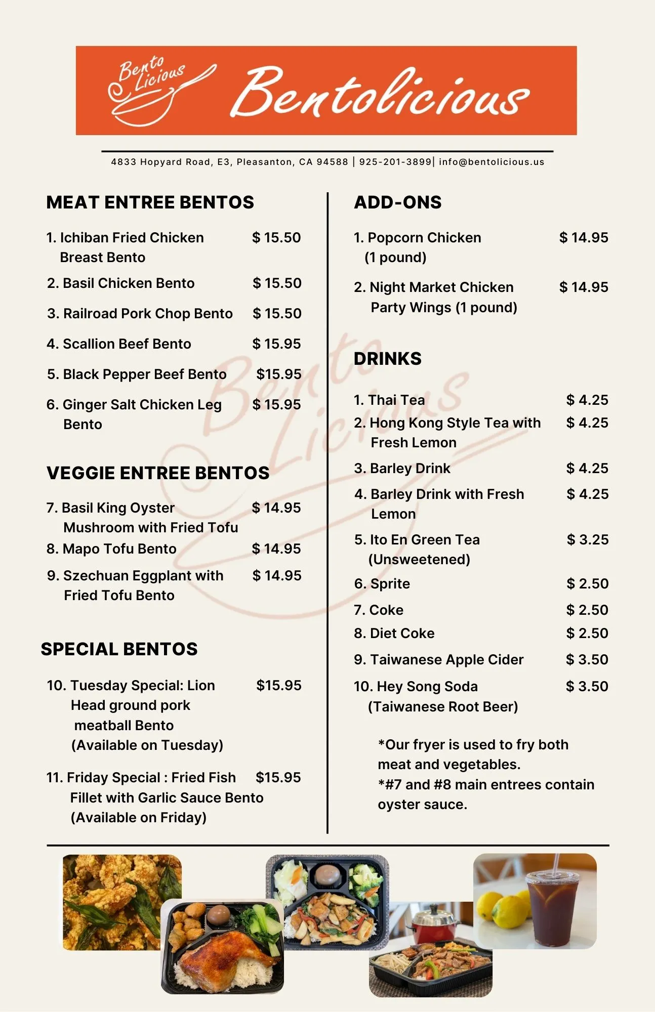 Individual Bento Menu